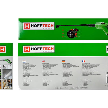 Accu Hogedrukreiniger 20V, 2000mAh, 0-22 bar, ideaal voor terrassen.