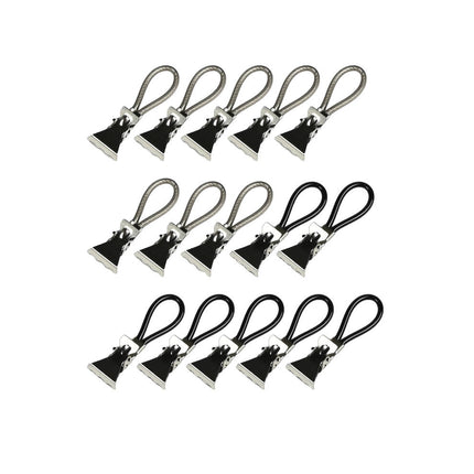 Grijs/Zwart Handdoekknijpers 15dlg, Kunststof/Metaal, 5.3x1x1.7cm