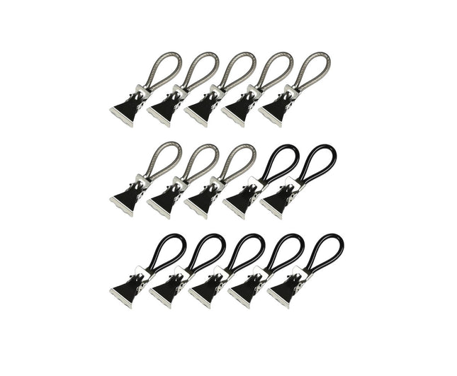 Grijs/Zwart Handdoekknijpers 15dlg, Kunststof/Metaal, 5.3x1x1.7cm