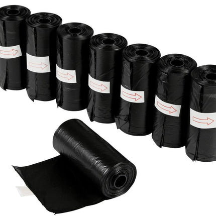 Hondenpoepzakjes 8 x 15 dlg zwart – Afmeting zakje 22.5 x 29.5 cm, Materiaal HDPE