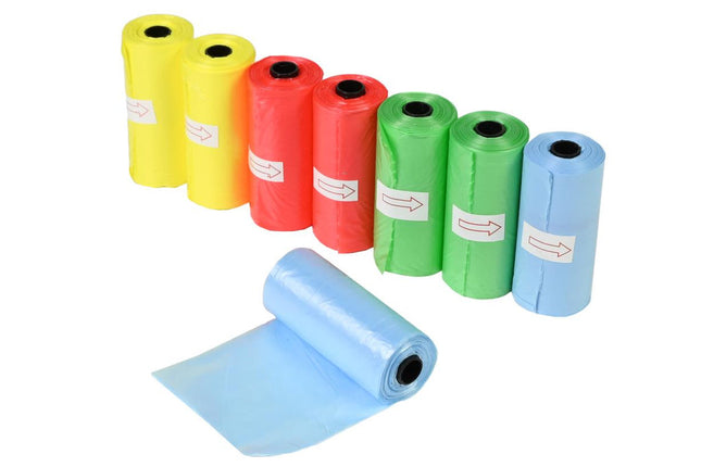 Hondenpoepzakjes 8 x 15 dlg kleur – Afmeting zakje 22.5 x 29.5 cm, Materiaal HDPE