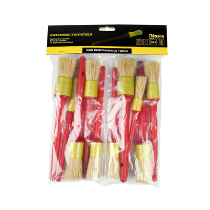 Kwastenset 10-dlg Rond, Synthetisch, Maten 17-31 mm, Voor Waterverf