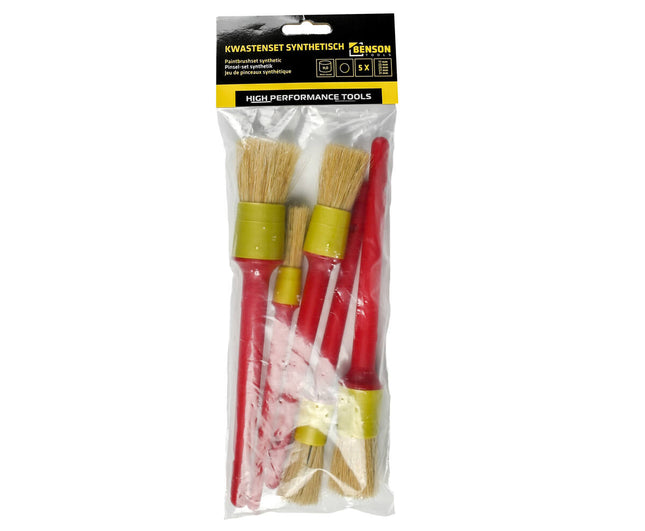 Kwastenset Rond 5-delig: Synthetisch, Maten 17-31 mm, Voor Verfwerk.