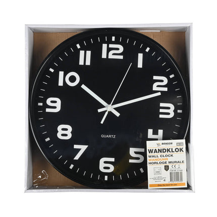 Zwarte Wandklok 30 cm - Modern Design voor Woonkamer & Kantoor