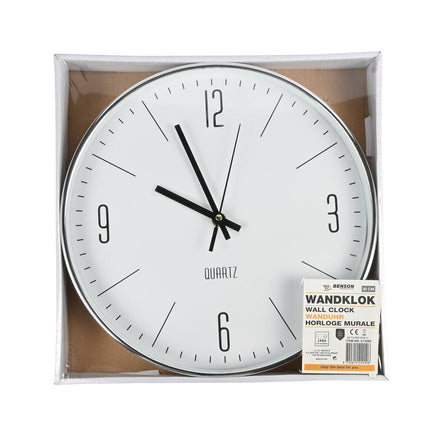 Zilveren Wandklok 30 cm: Stijlvol, Stil Uurwerk voor Woonkamer