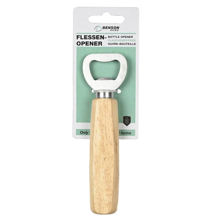 Houten Flessenopener 14cm - Geschikt voor Kroonkurken, Links/Rechts