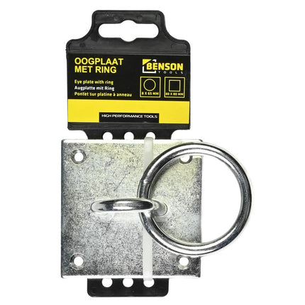 Oogplaat met Ring 8mm, Verzinkt IJzer, Bouw & Scheepsbevestiging