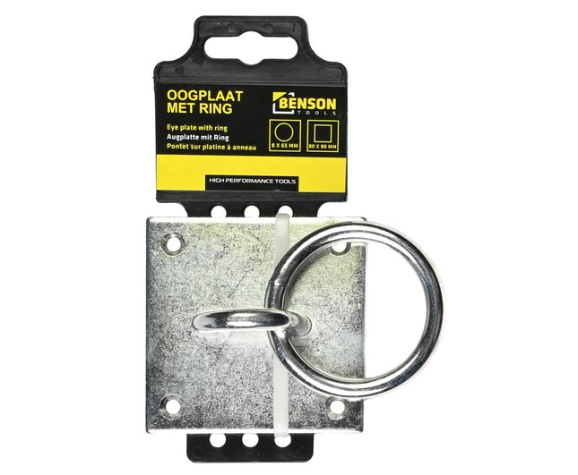 Oogplaat met Ring 8mm, Verzinkt IJzer, Bouw & Scheepsbevestiging