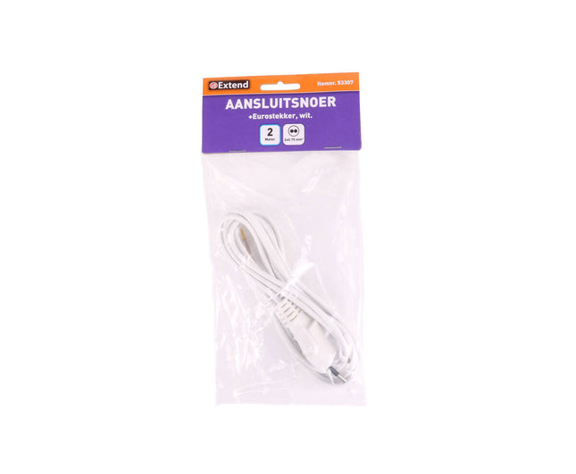 Anschlusskabel 2m Eurostecker Weiß, 2x0,75mm², für Lampen/Elektronik