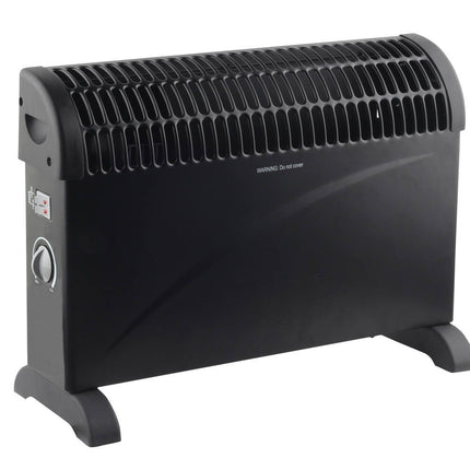 Convector Heater 750/1250/2000W Zwart, Voor Ruimtes Tot 20m²