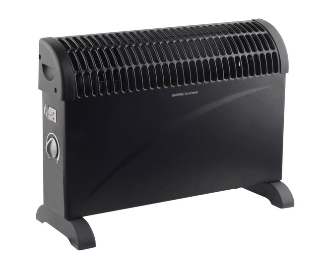 Convector Heater 750/1250/2000W Zwart, Voor Ruimtes Tot 20m²