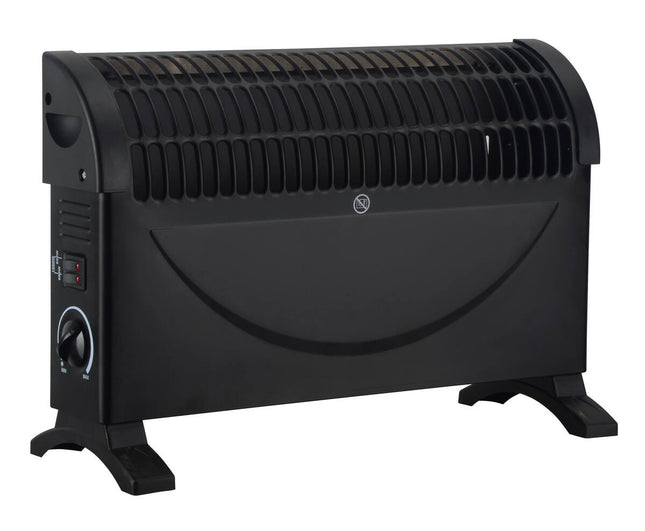 Convector Heater 750/1500W, Zwart, Verwarmt Ruimtes tot 20m²