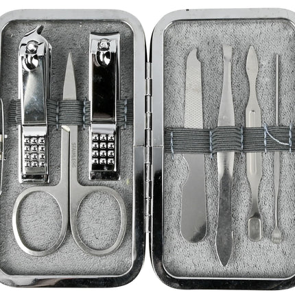 Manicure set 7 dlg wit – Afmeting etui 10,8 x 6,4 x 1,3 cm, Materiaal RVS, 1,3 cm