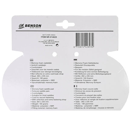 Zadeldek 260x235mm Memory Foam met Reflectie voor Veilig Fietsen