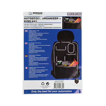 Autostoel Organizer 64x41cm met Koelvak en 4 Opbergvakken