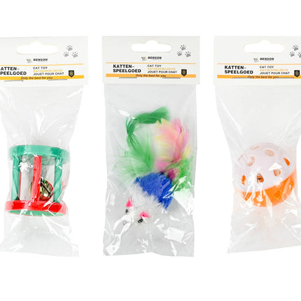 Kattenspeelgoed Mix - 16-delige set met muisjes, ballen, stokken, catnip