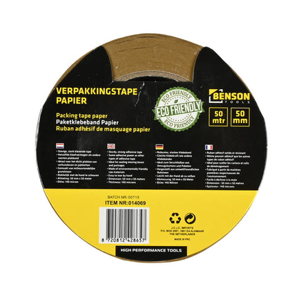 Papieren Verpakkingstape 50m x 50mm - Ideaal voor Dozen Verzegelen