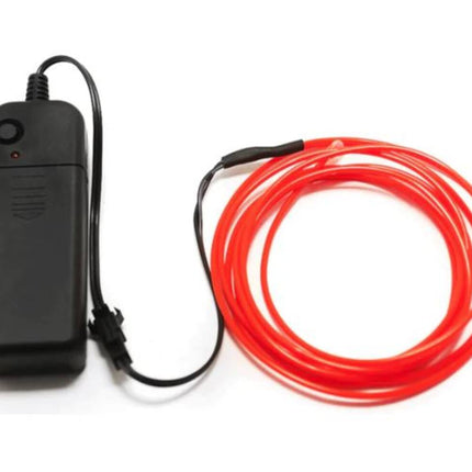 Rode Flexibele Neon Draad 3m, 3 Lichtmodi, AA Batterij Aangedreven