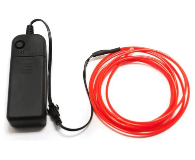Rode Flexibele Neon Draad 3m, 3 Lichtmodi, AA Batterij Aangedreven