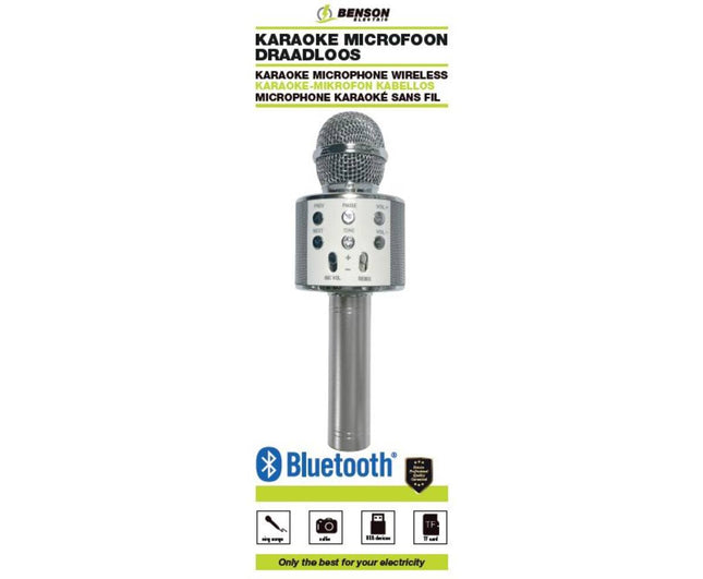 Draadloze Karaoke Microfoon Zilver, 3W, 600mAh, Echo, iOS/Android