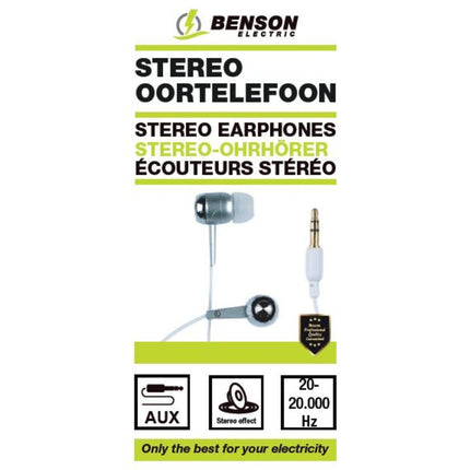 Stereo Oortelefoon 20-20.000Hz, 1,2m Kabel, Inclusief Extra Oordopjes