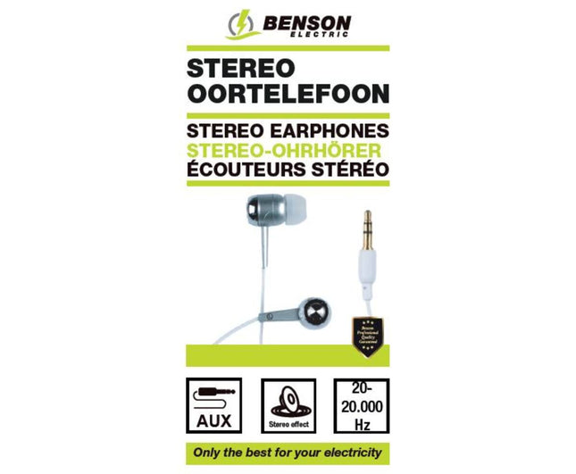 Stereo Oortelefoon 20-20.000Hz, 1,2m Kabel, Inclusief Extra Oordopjes