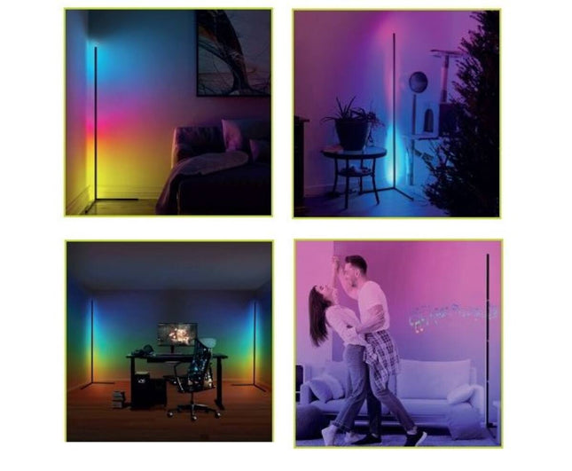 LED Hoeklamp 15W, RGB+W, 360lm, Muziek Sync, 140cm, USB Type-C