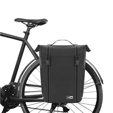 Schwarze Fahrradtasche 15L, wasserabweisend, mit Reißverschluss und Tragegriff