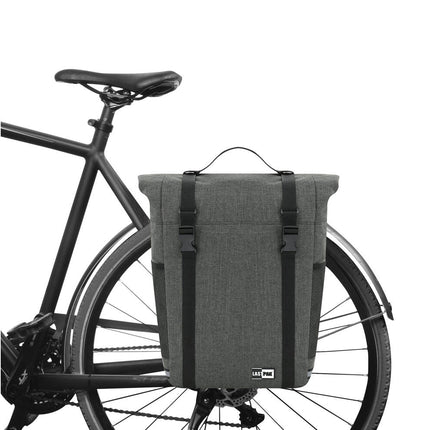 Fietstas 15L Donkergrijs, Kliksluiting, Waterafstotend, Handvat