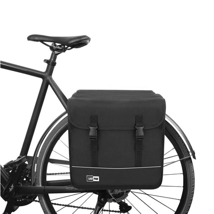 Fietstas Dubbel 35L Zwart Canvas, Waterafstotend & Kliksluiting