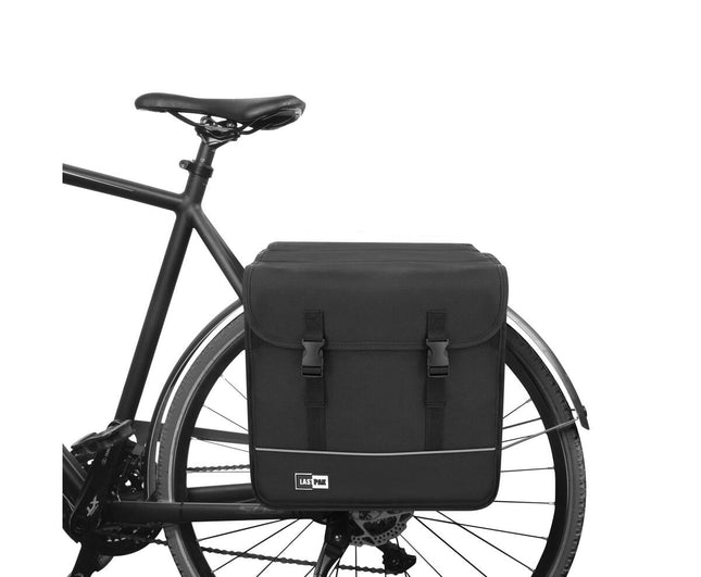 Fietstas Dubbel 35L Zwart Canvas, Waterafstotend & Kliksluiting