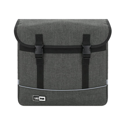 Dubbele Grijze Canvas Fietstas 35L, Regenbestendig, Snelle Kliksluiting