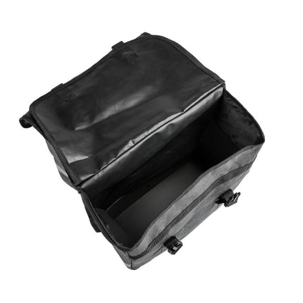 Dubbele Grijze Canvas Fietstas 35L, Regenbestendig, Snelle Kliksluiting