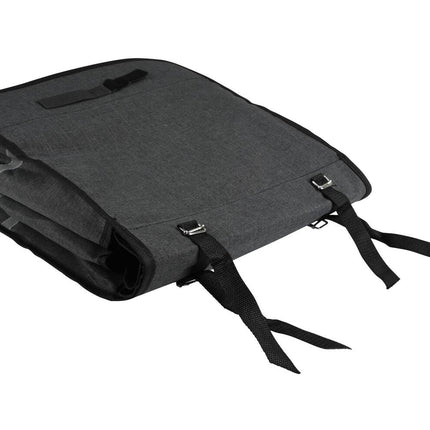 Dubbele Grijze Canvas Fietstas 35L, Regenbestendig, Snelle Kliksluiting