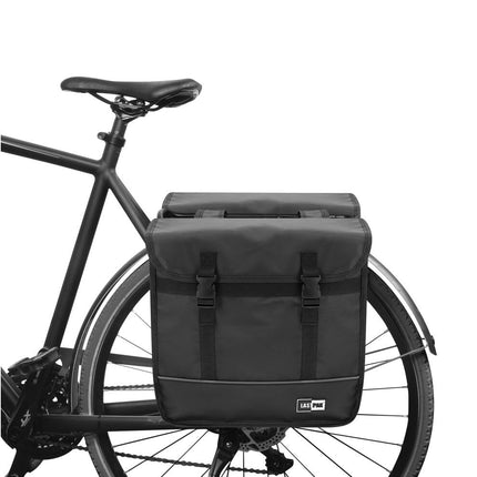 Fietstas Dubbel 35L Mat Zwart PVC, Ideaal voor Boodschappen, Kinderzitje.
