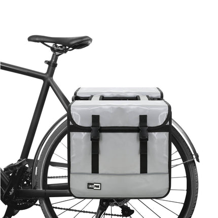 Fietstas Dubbel 35L Nardo Grijs, Kliksluiting, Kinderzitje, Waterafstotend