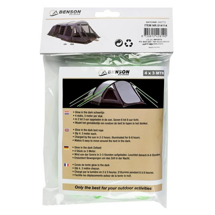 Scheerlijn glow in the dark + spanners 4 x 3 mtr – Diameter/MM 3, 3 meter