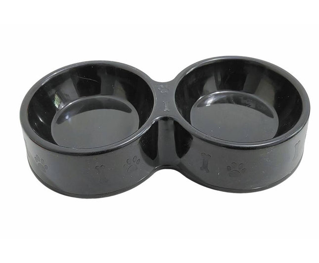 Dubbele Ronde Zwarte Voerbak voor Honden en Katten - 27,3 cm Lengte