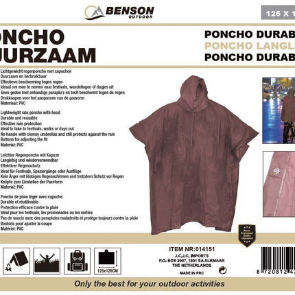 Poncho duurzaam bruin – Materiaal PVC, Lichtgewicht