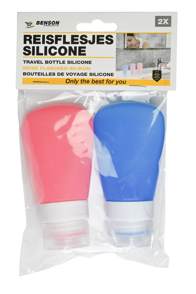 Reisflesjes siliconen 2 dlg – Inhoud flesje 60 ml, 60 ml