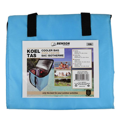 Koeltas 12L, 27x28x16cm, houdt eten/drinken koel voor picknicks.