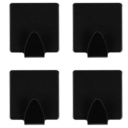 Handdoekhaken Set 4 Zwart - Zelfklevend Metaal voor Badkamer & Keuken