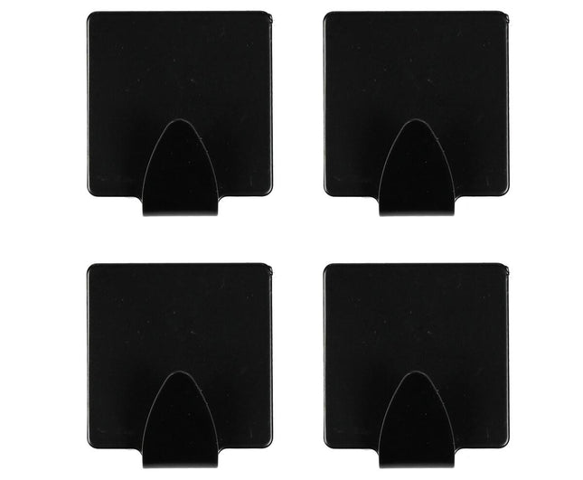 Handdoekhaken Set 4 Zwart - Zelfklevend Metaal voor Badkamer & Keuken
