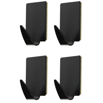 Handdoekhaken Set 4 Zwart - Zelfklevend Metaal voor Badkamer & Keuken