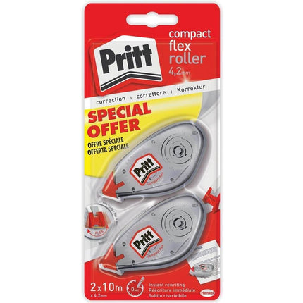 Pritt Correctieroller 4.2mm, 10m Tape, 2 Stuks - Ideaal voor Kantoor