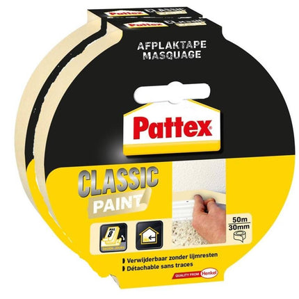 Pattex Abklebeband 30mm x 50m, 2 Stück, für saubere Farbkanten