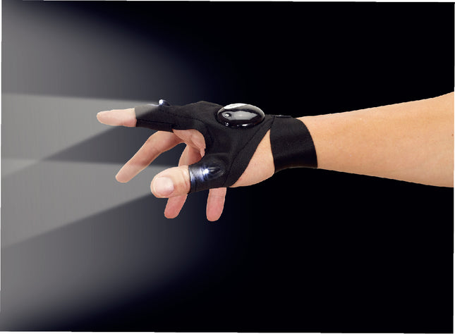LED zaklamp handschoen – Batterij 2 x CR2016 (inbegrepen), Materiaal spandex en katoen