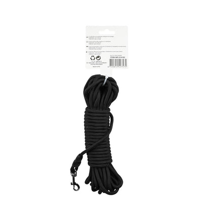 Suchleine Hund Schwarz 10m: Nylon, Metall, perfekt für das Training
