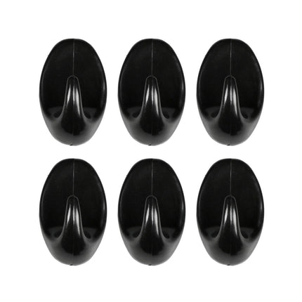 Handdoekhaken 6 dlg Zwart, L48xB30xH20mm, Zelfklevend, Voor Badkamer