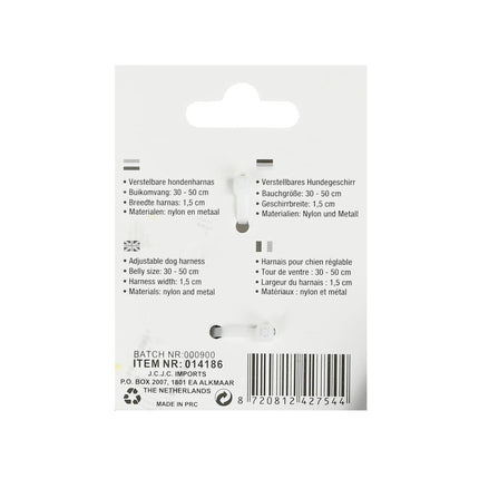 Verstelbaar Hondentuig S Zwart, 30-50cm, Nylon, Voor Kleine Honden